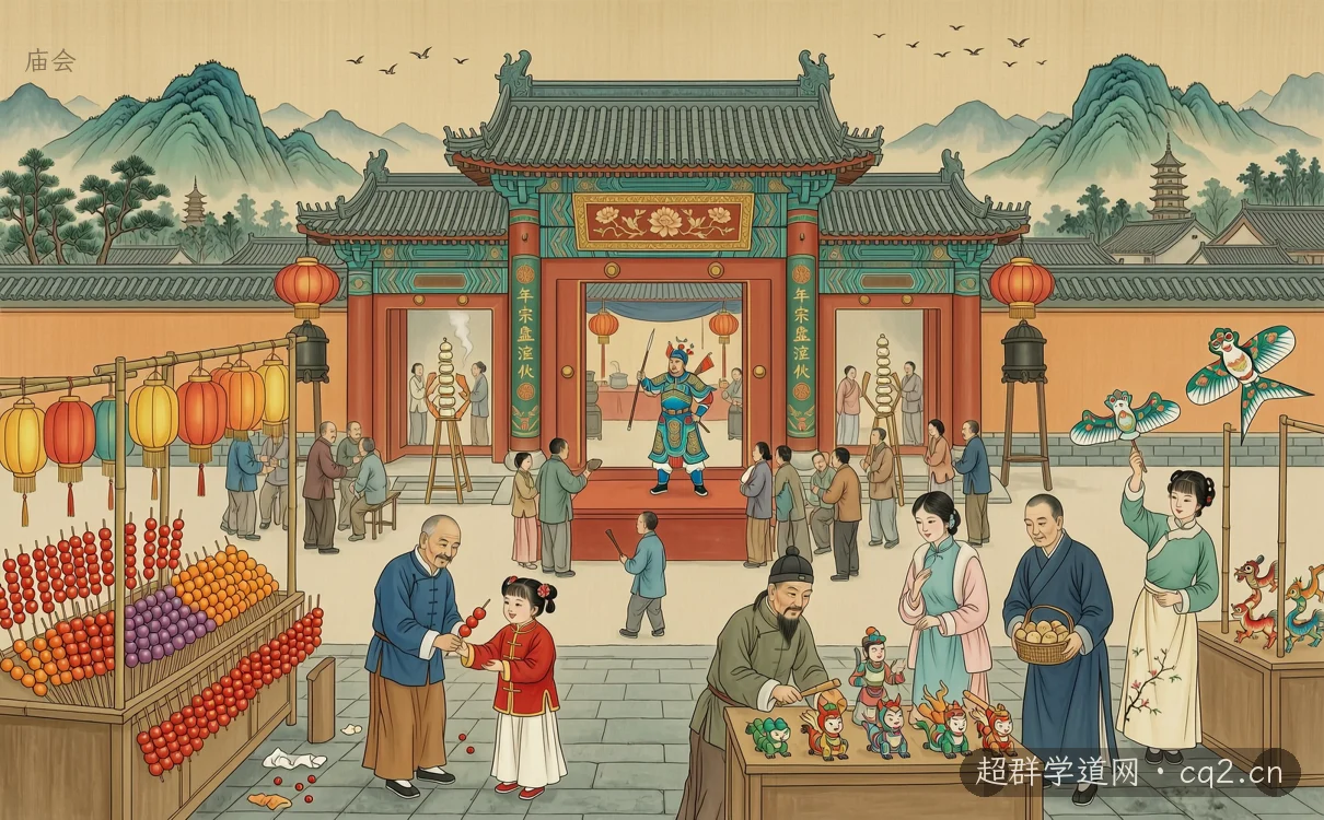 庙会（AI 生成意境插图）