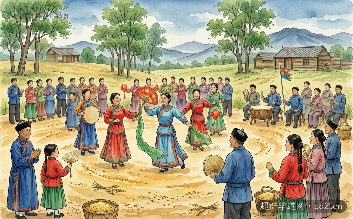 达斡尔族鲁日格勒舞（AI 生成意境插图）
