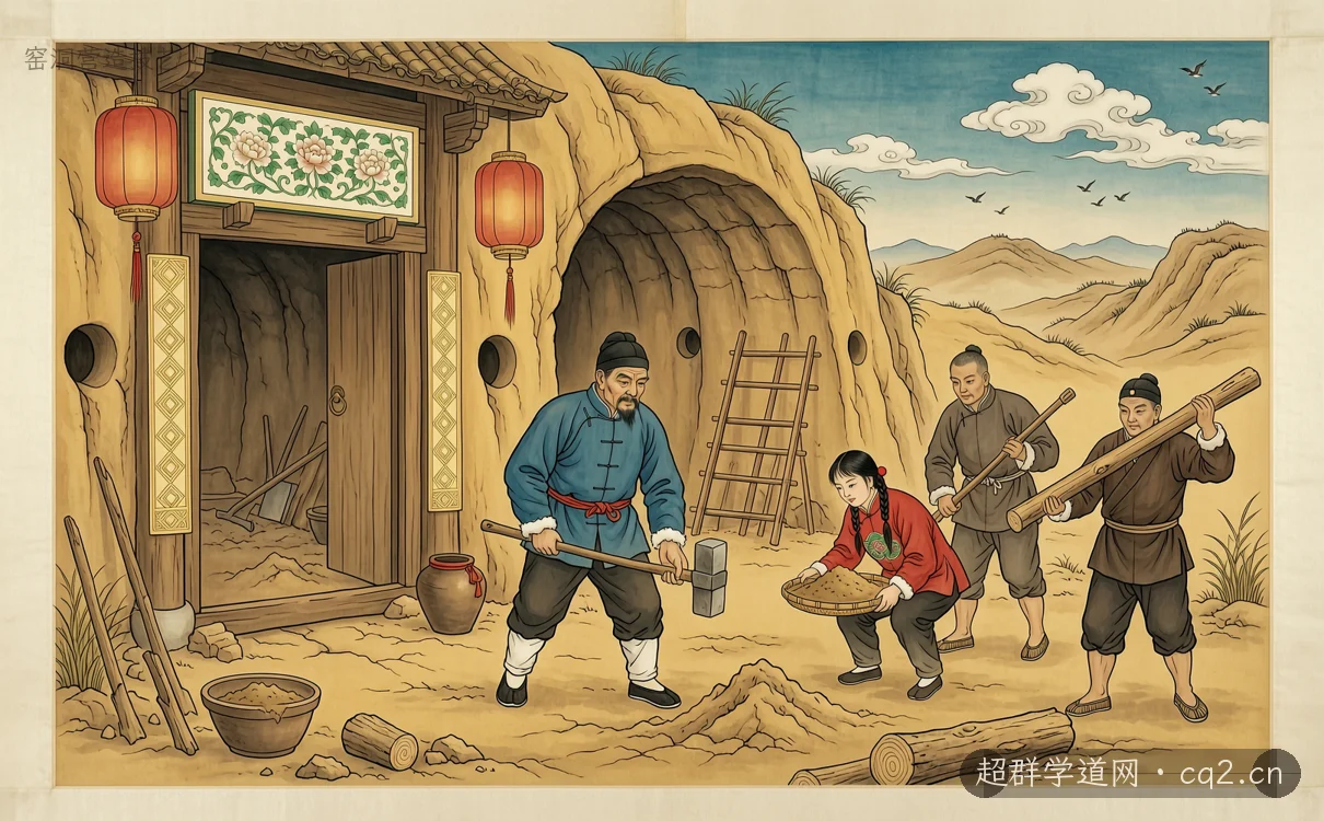 窑洞营造技艺（AI 生成意境插图）