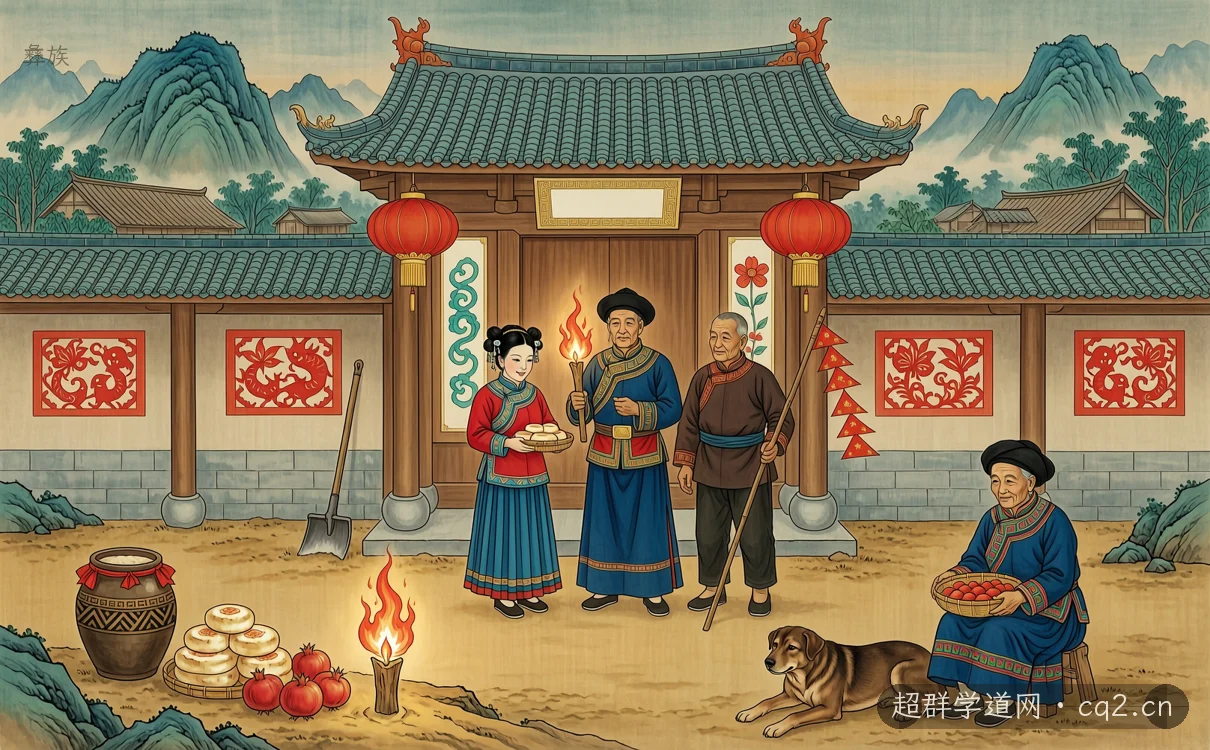彝族（AI 生成意境插图）