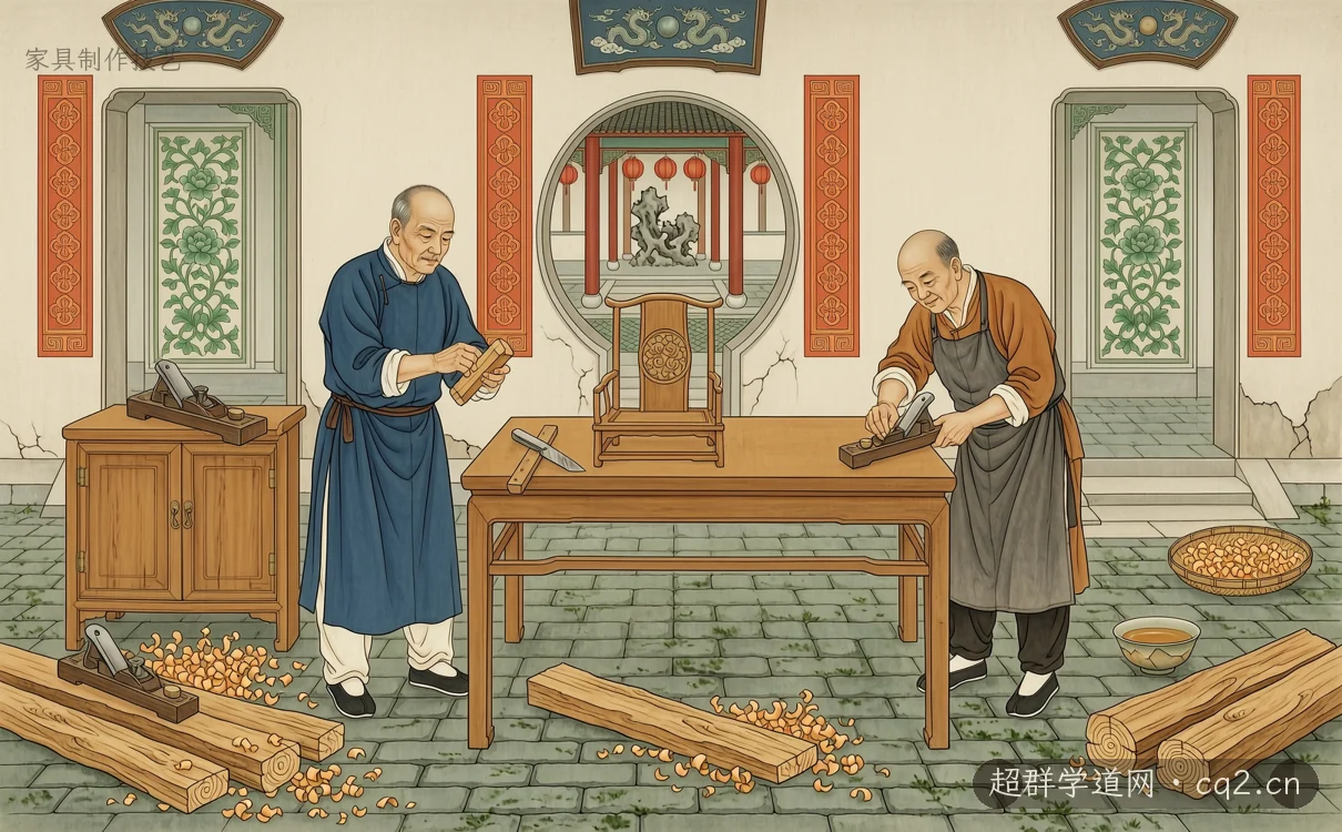 家具制作技艺（AI 生成意境插图）