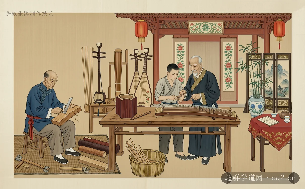 民族乐器制作技艺（AI 生成意境插图）