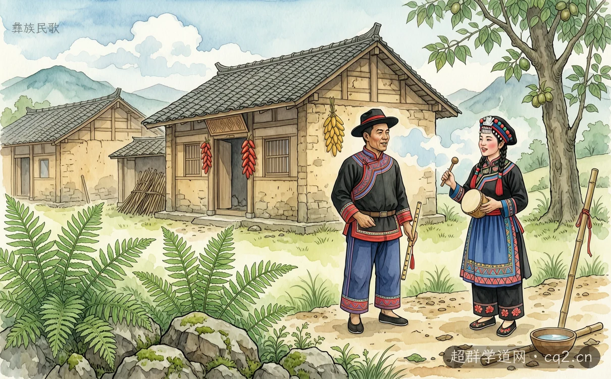 彝族民歌（AI 生成意境插图）