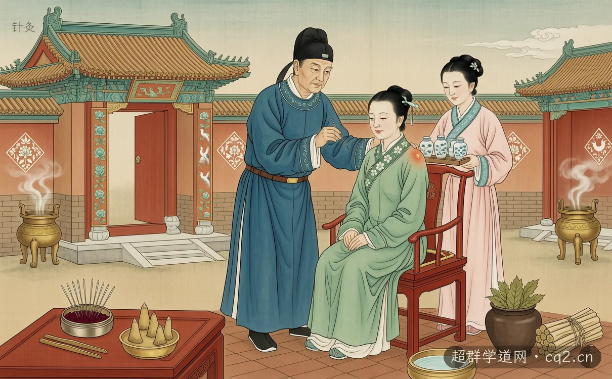 针灸（AI 生成意境插图）