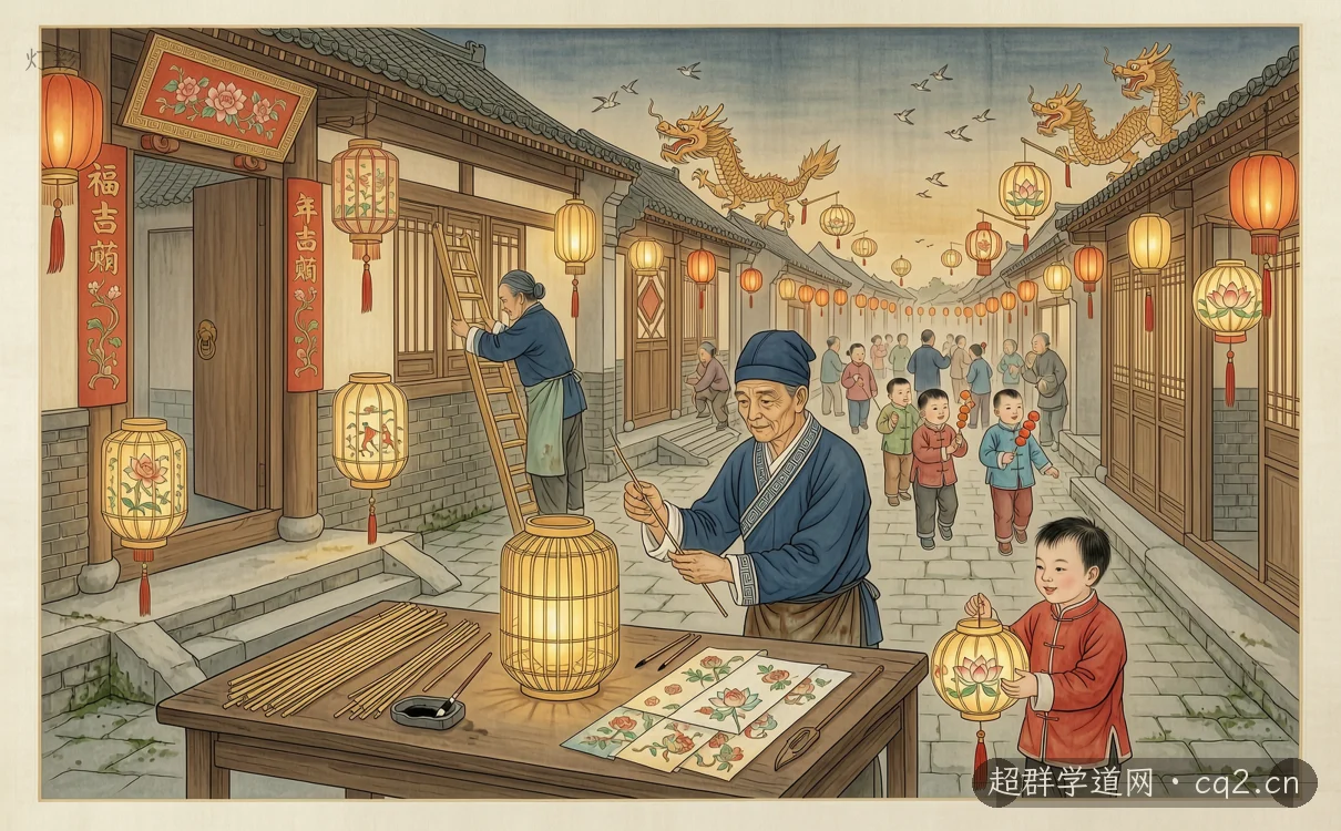 灯彩（AI 生成意境插图）
