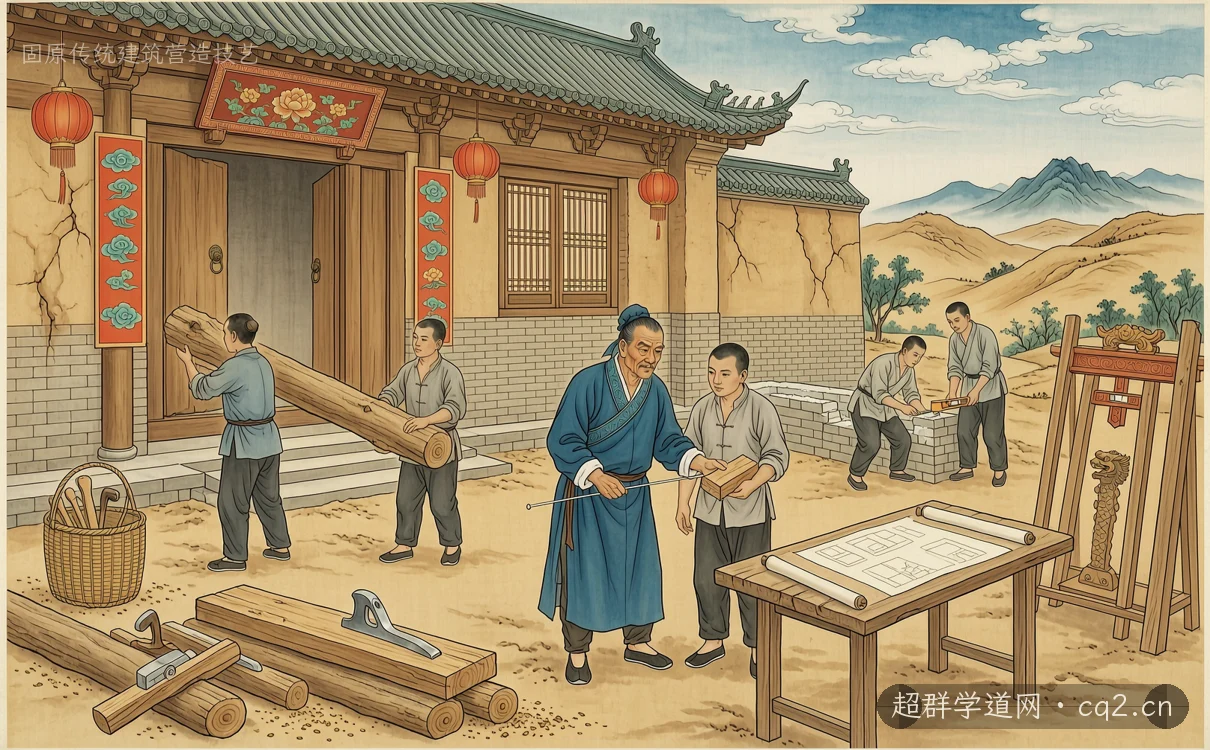 固原传统建筑营造技艺（AI 生成意境插图）