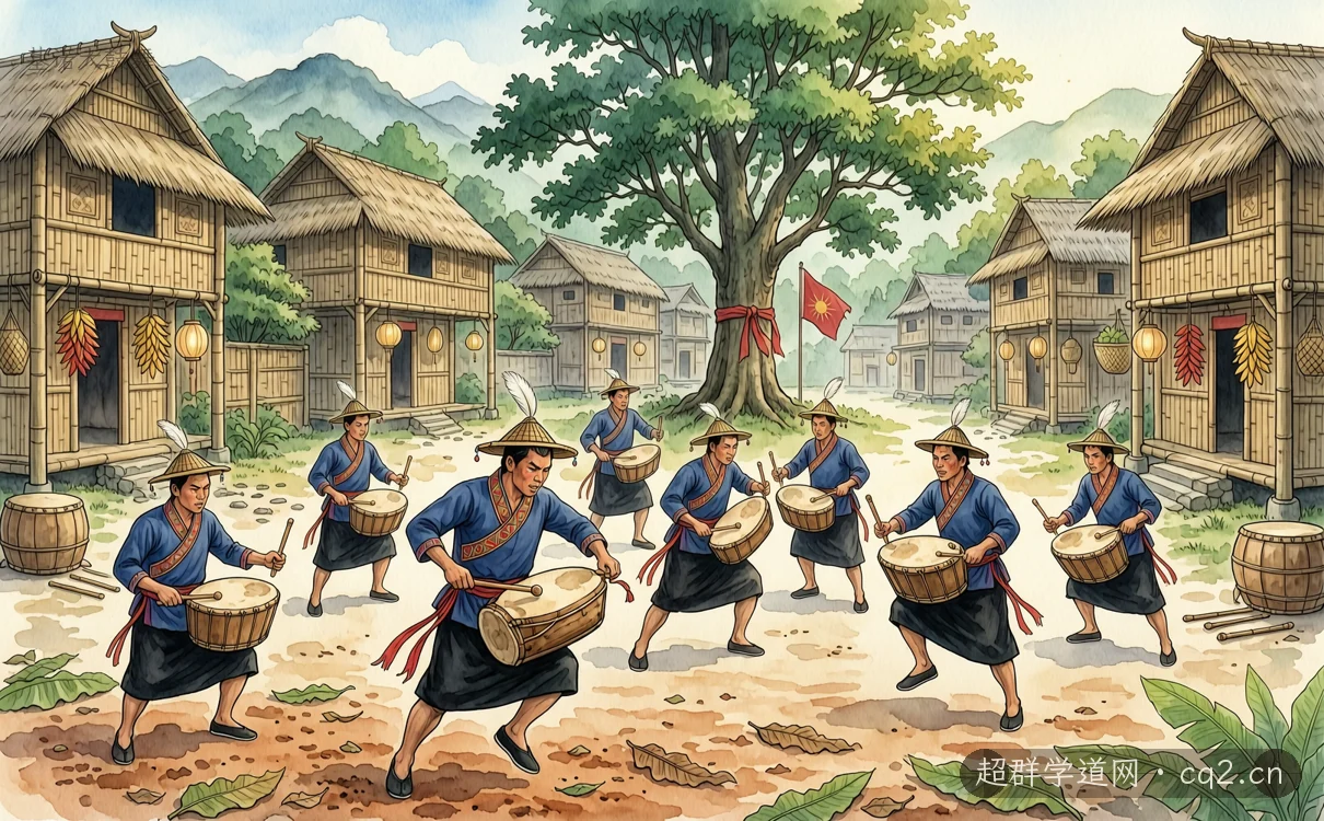 基诺大鼓舞（AI 生成意境插图）