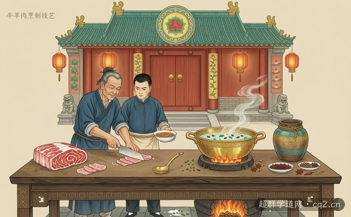 牛羊肉烹制技艺（AI 生成意境插图）