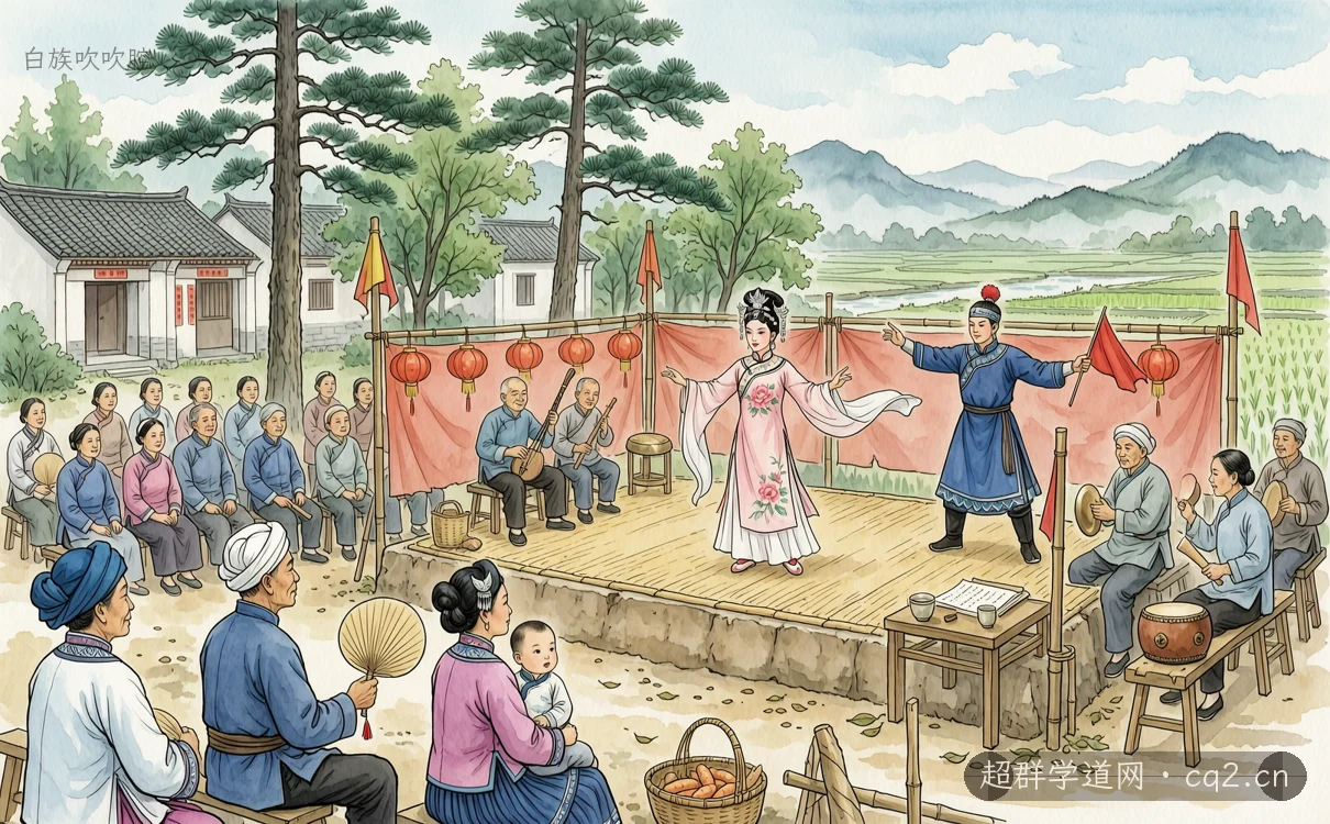 白族吹吹腔（AI 生成意境插图）