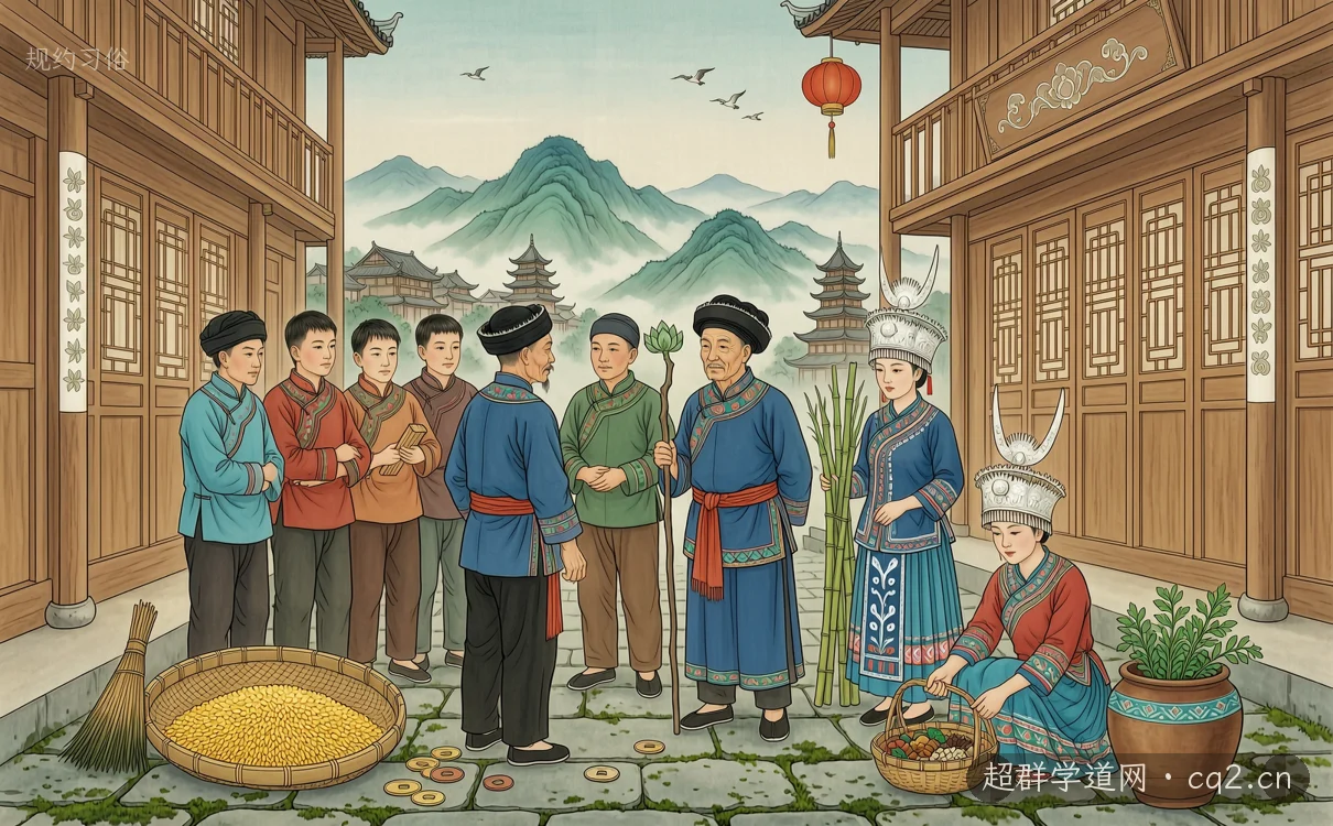 规约习俗（AI 生成意境插图）