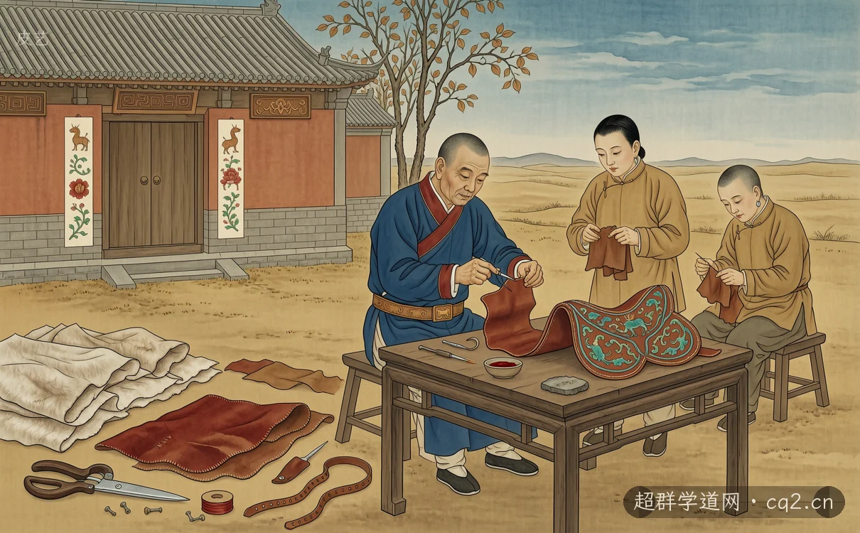 皮艺（AI 生成意境插图）