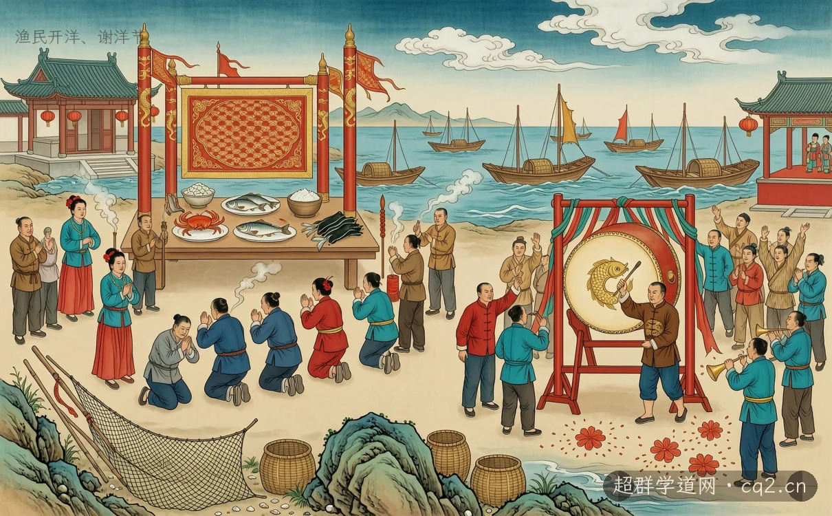渔民开洋、谢洋节（AI 生成意境插图）