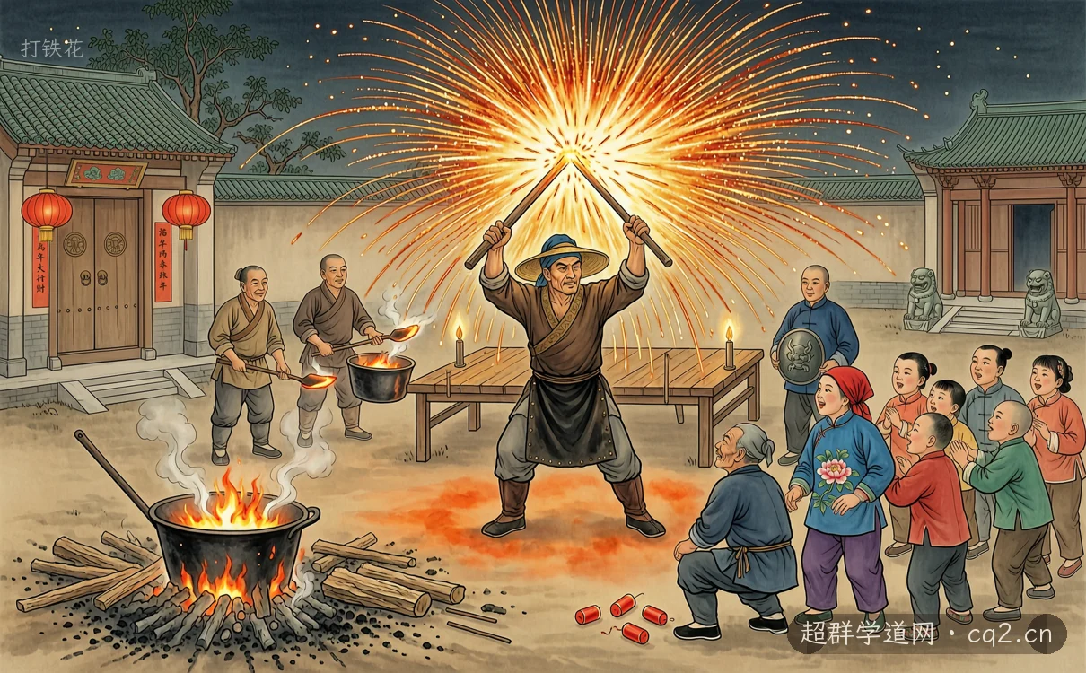 打铁花（AI 生成意境插图）