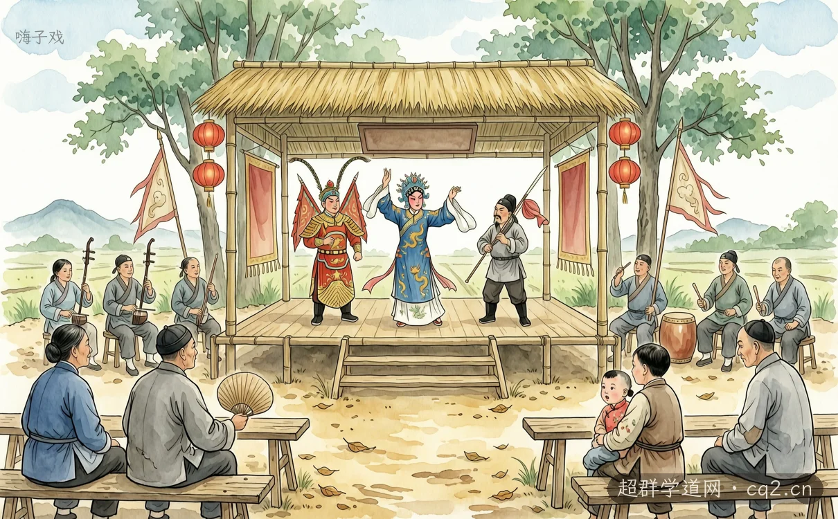 嗨子戏（AI 生成意境插图）