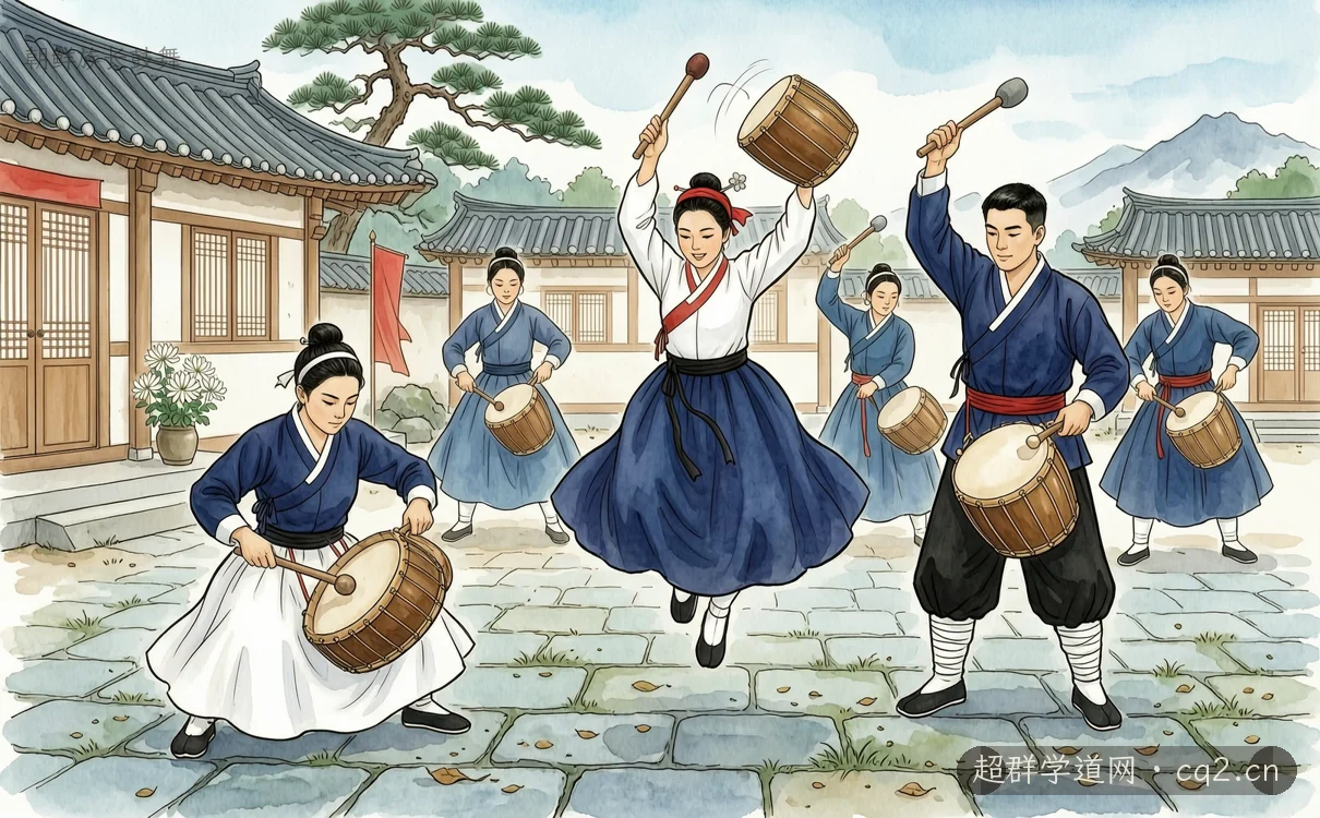 朝鲜族长鼓舞（AI 生成意境插图）