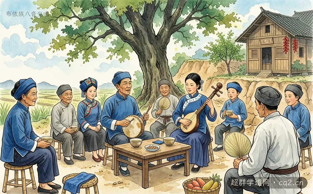 布依族八音坐唱（AI 生成意境插图）