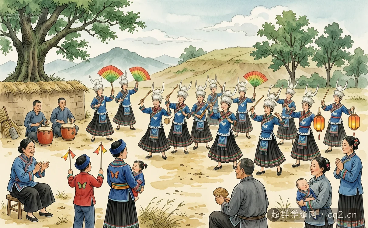 苗族芦笙舞（AI 生成意境插图）