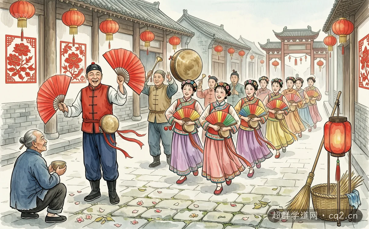 秧歌戏（AI 生成意境插图）