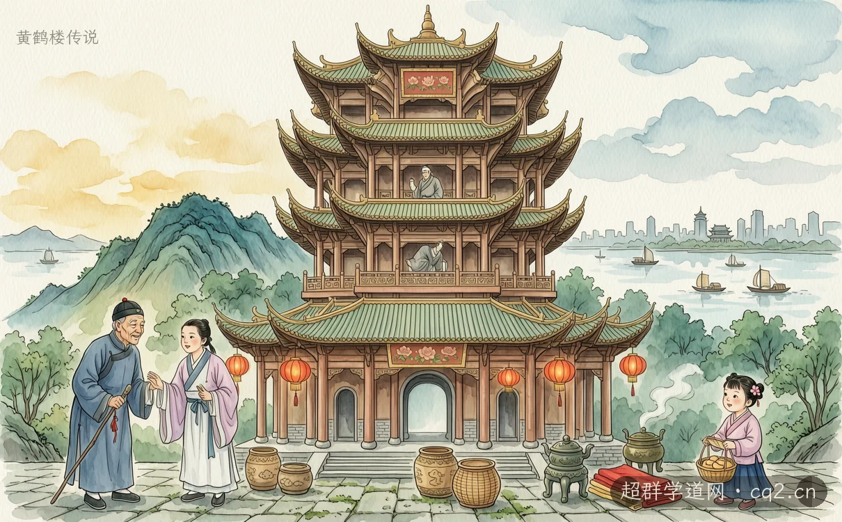 黄鹤楼传说（AI 生成意境插图）