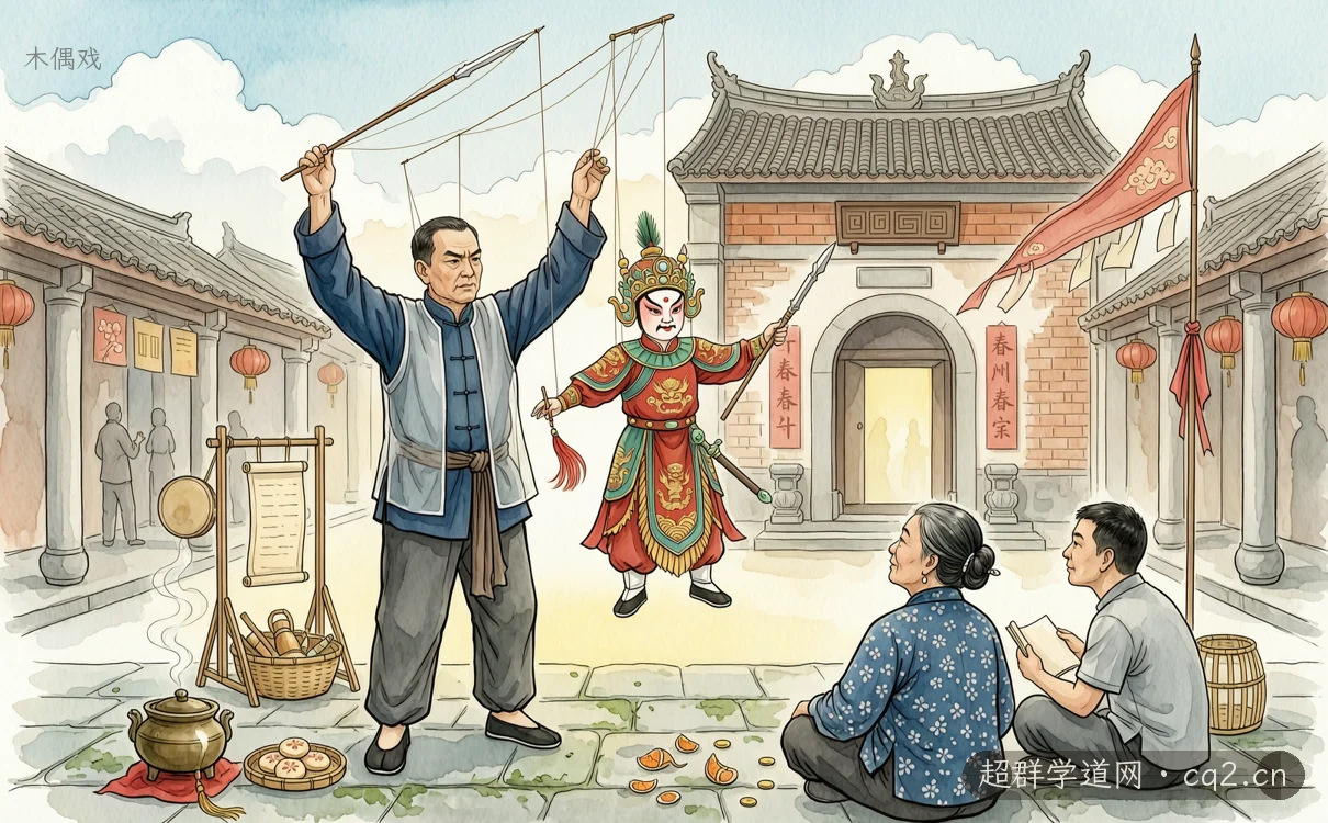 木偶戏（AI 生成意境插图）