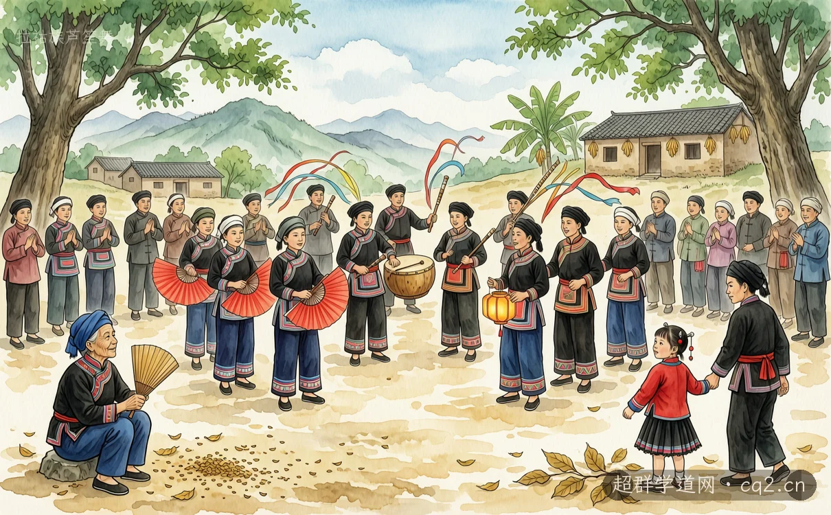 拉祜族芦笙舞（AI 生成意境插图）