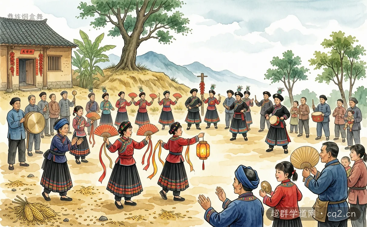 彝族烟盒舞（AI 生成意境插图）