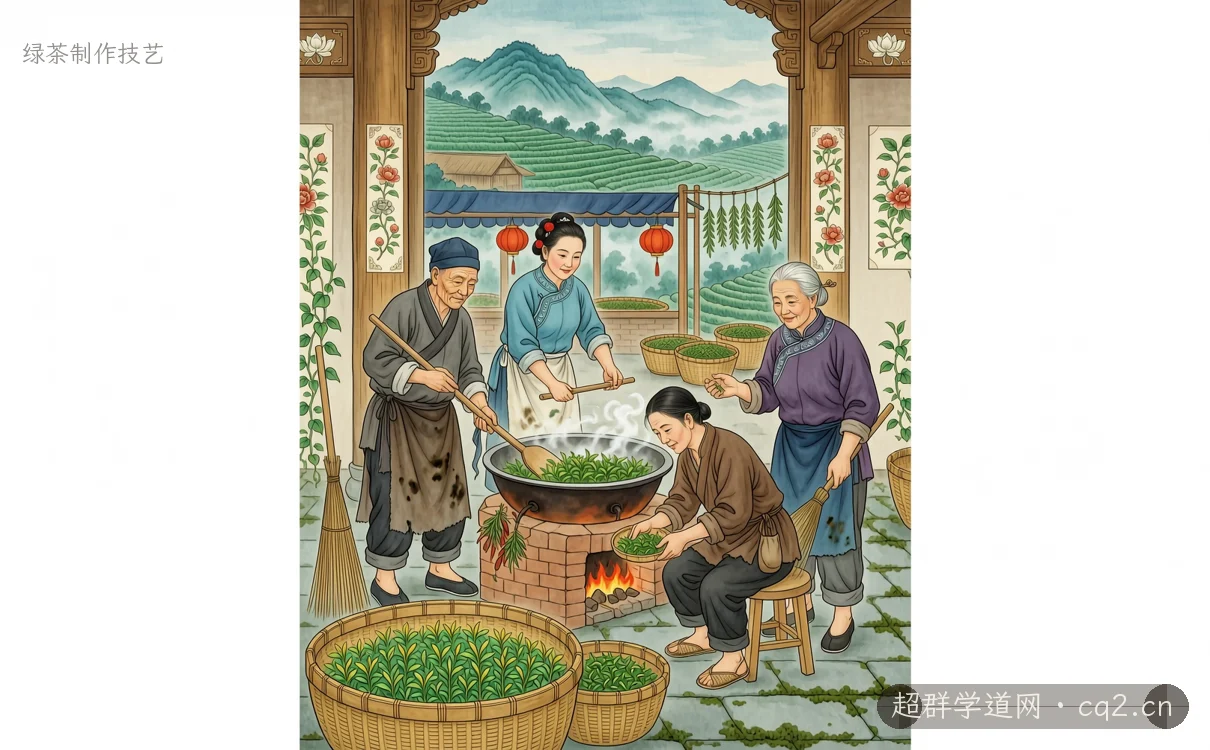 绿茶制作技艺（AI 生成意境插图）