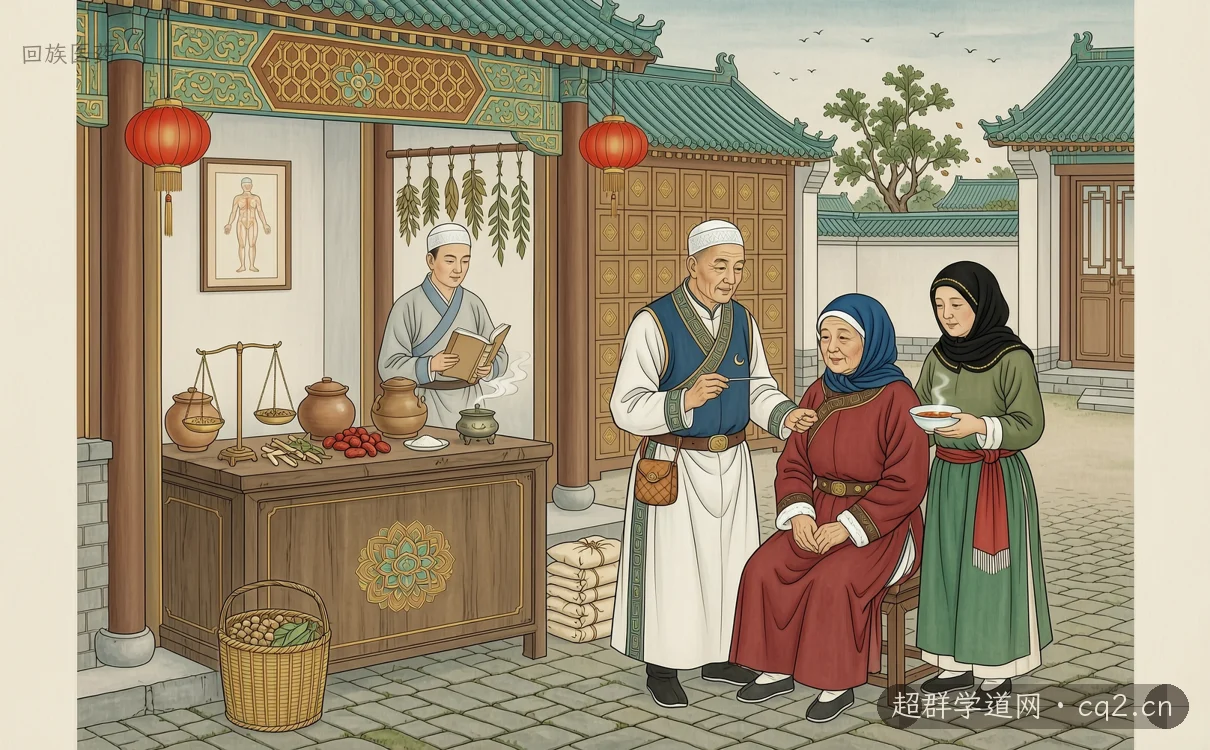 回族医药（AI 生成意境插图）