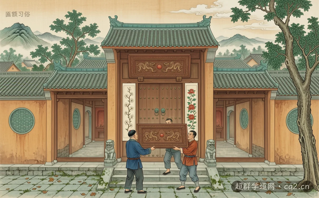 匾额习俗（AI 生成意境插图）