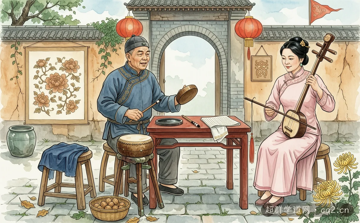 襄垣鼓书（AI 生成意境插图）