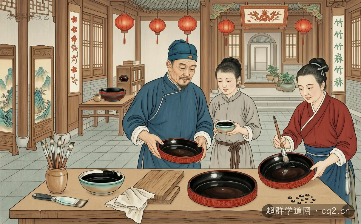 漆器髹饰技艺（AI 生成意境插图）