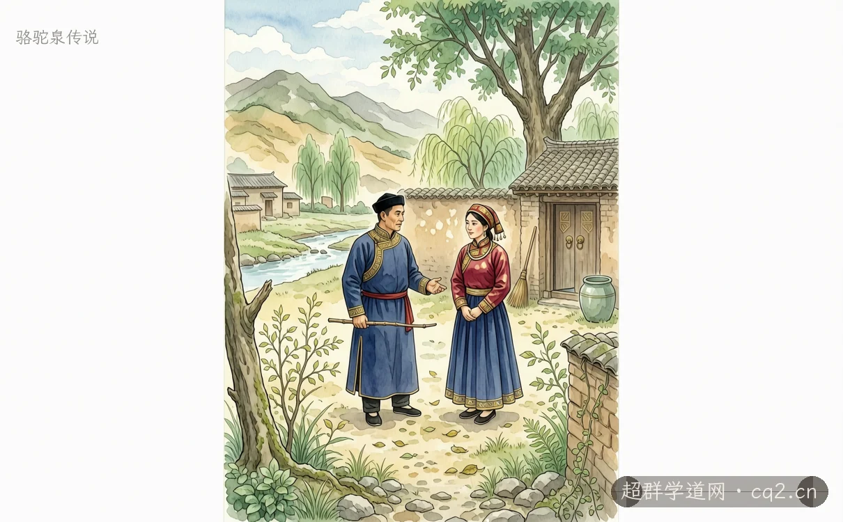 骆驼泉传说（AI 生成意境插图）