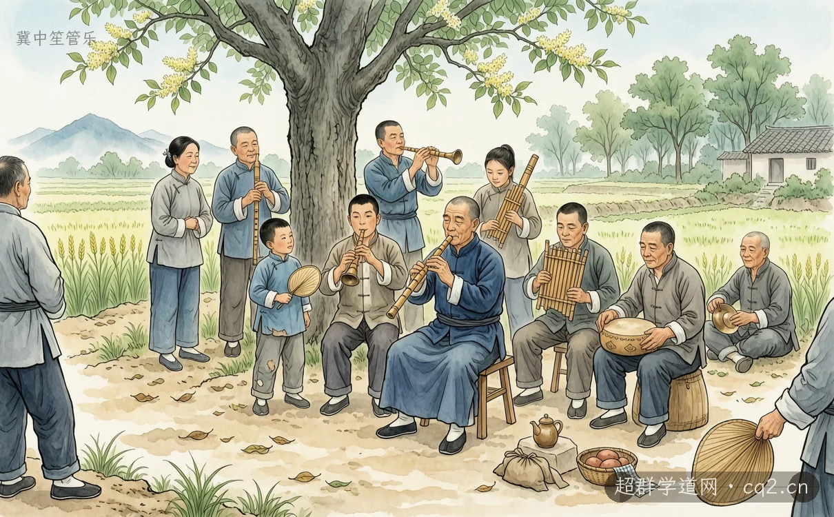 冀中笙管乐（AI 生成意境插图）