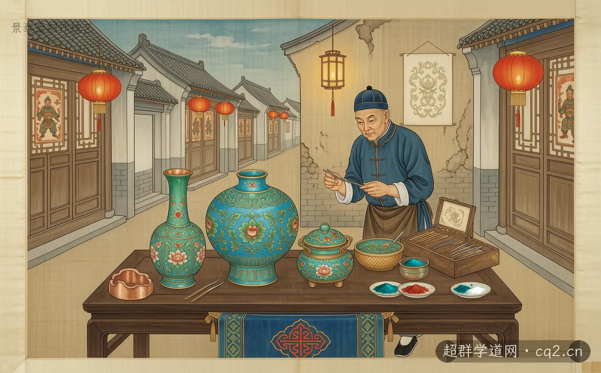 景泰蓝制作技艺（AI 生成意境插图）