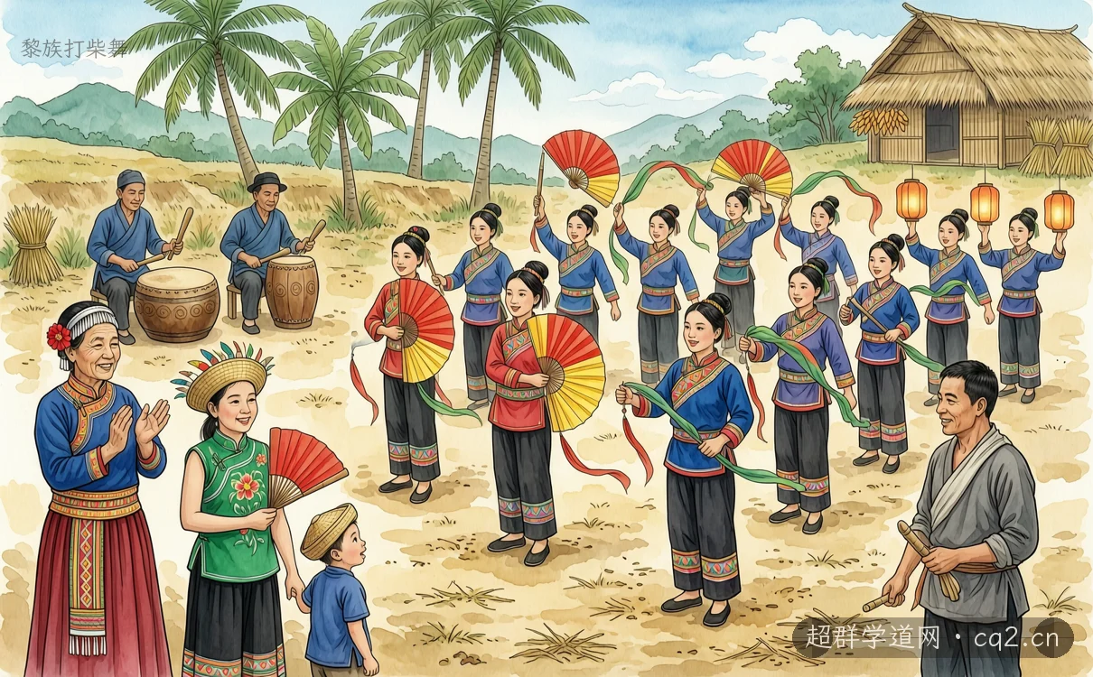 黎族打柴舞（AI 生成意境插图）