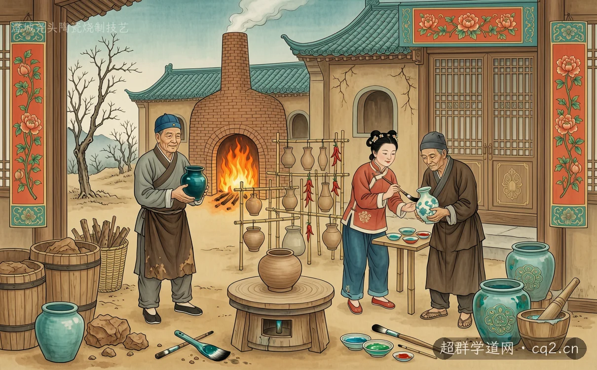 澄城尧头陶瓷烧制技艺（AI 生成意境插图）