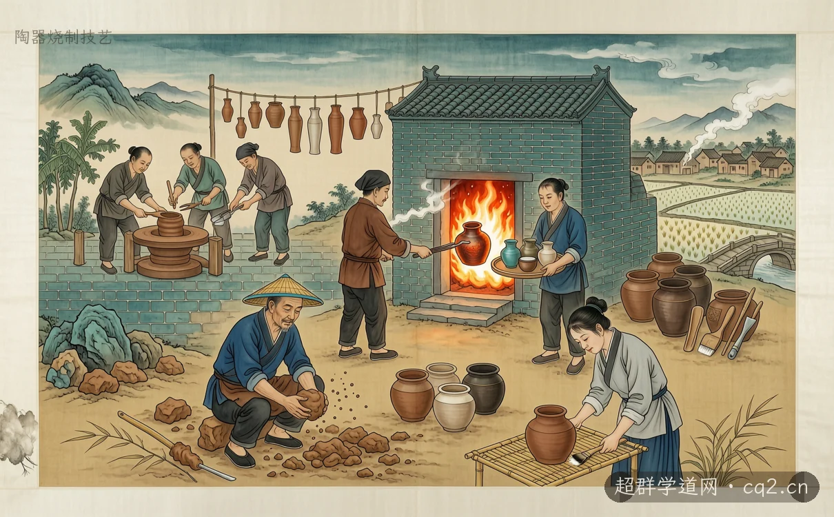 陶器烧制技艺（AI 生成意境插图）