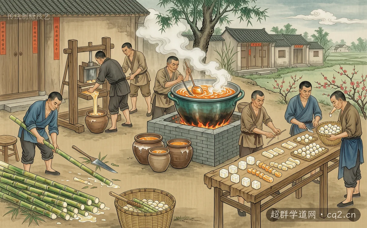 传统制糖技艺（AI 生成意境插图）