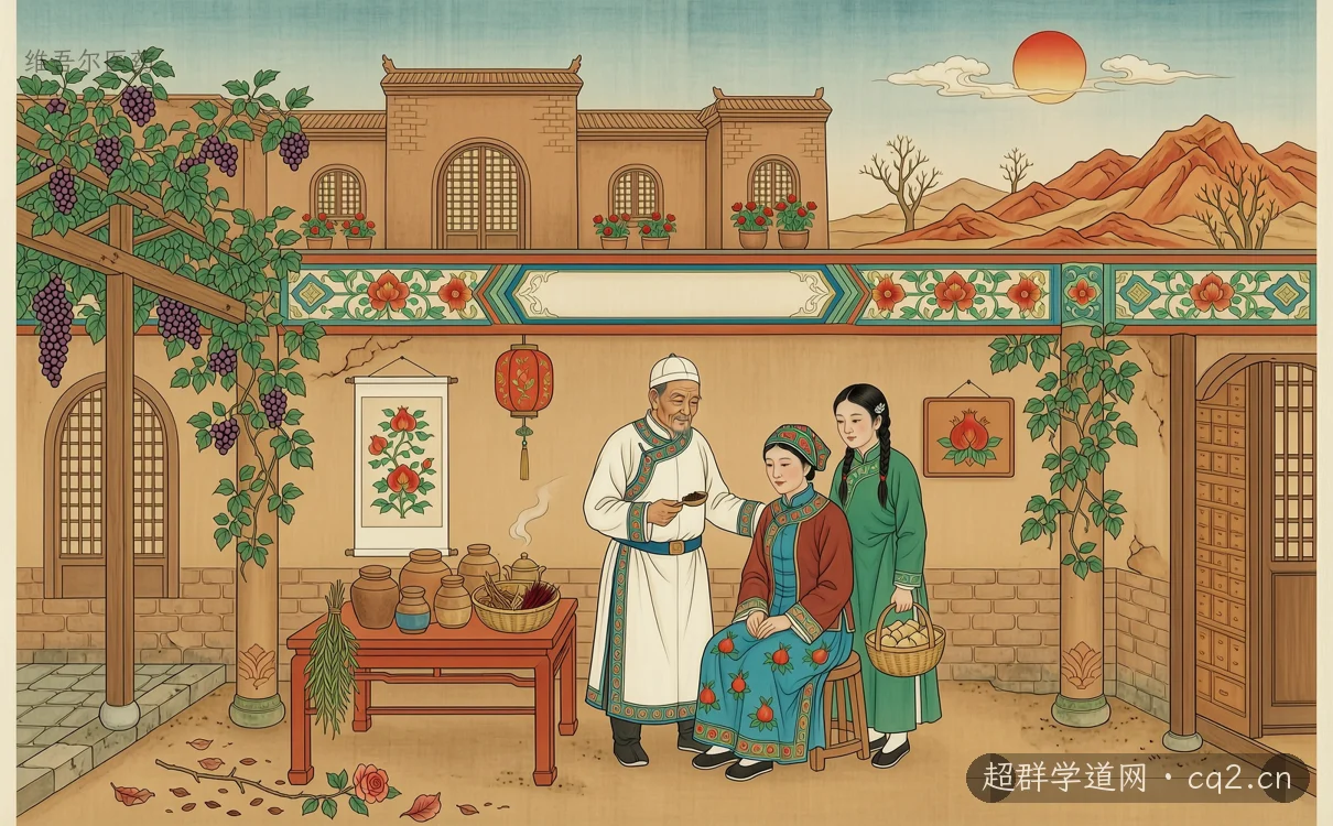 维吾尔医药（AI 生成意境插图）