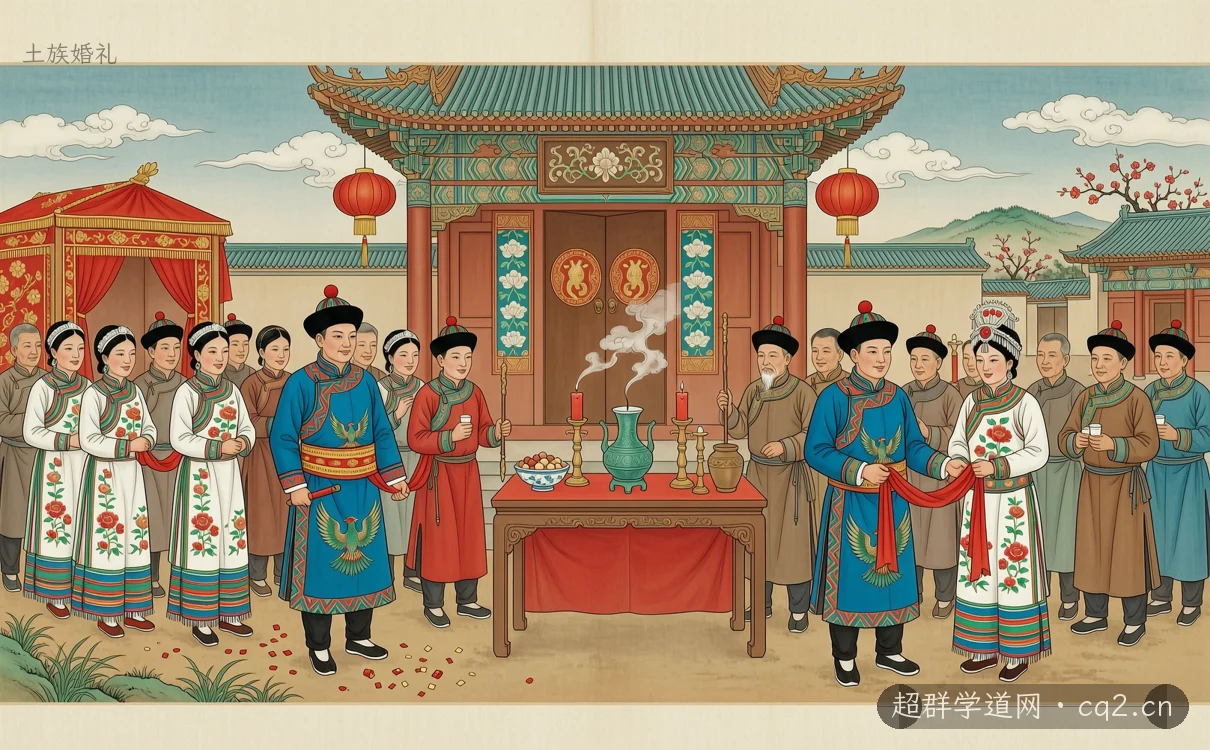 土族婚礼（AI 生成意境插图）