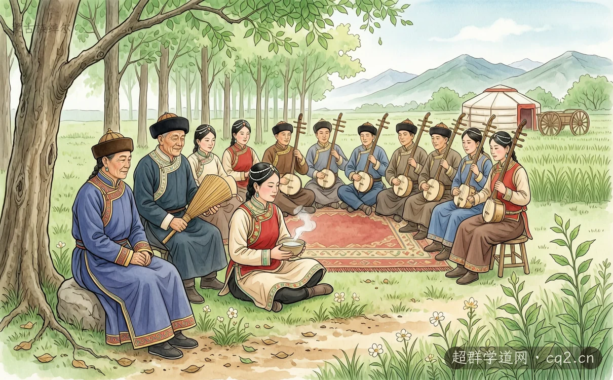 蒙古族綽爾（AI 生成意境插圖）