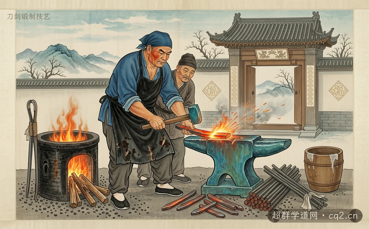 刀剑锻制技艺（AI 生成意境插图）