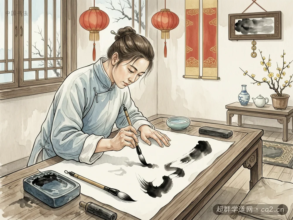 中國書法（AI 生成意境插圖）