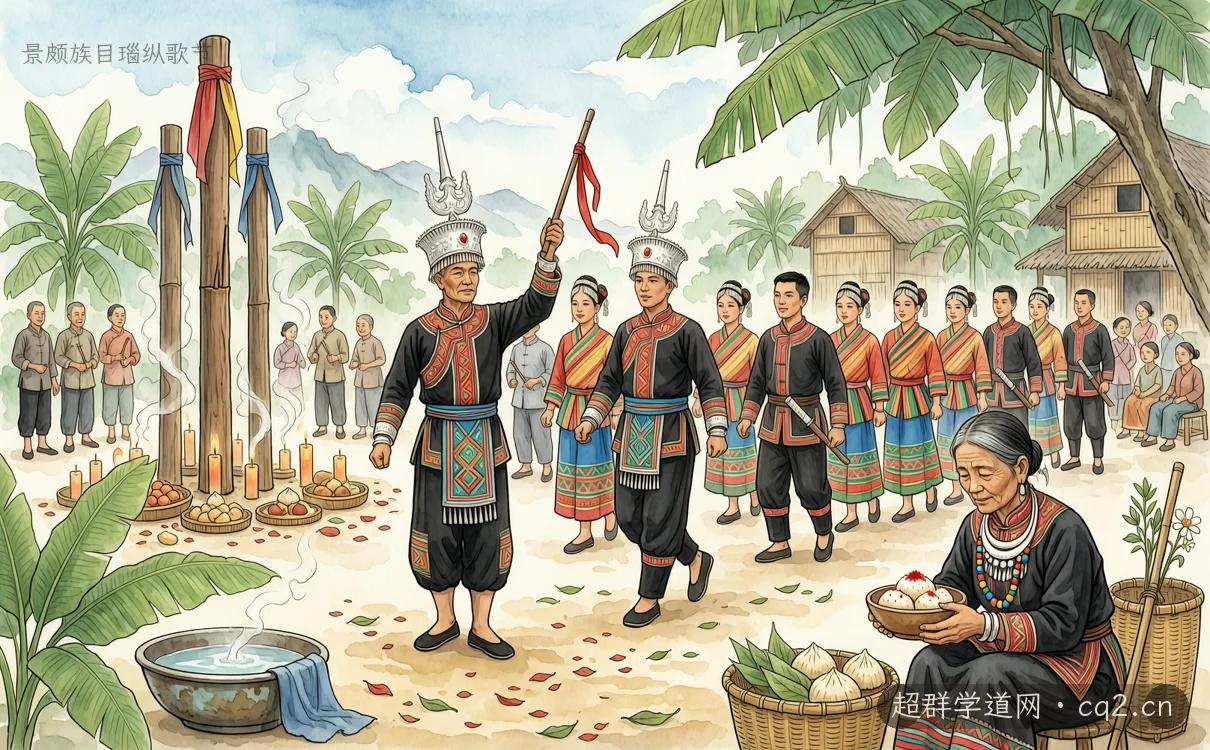 景颇族目瑙纵歌节（AI 生成意境插图）