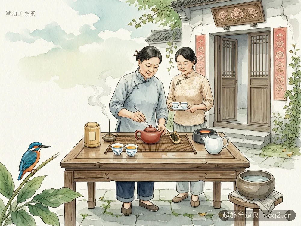潮汕工夫茶（AI 生成意境插图）