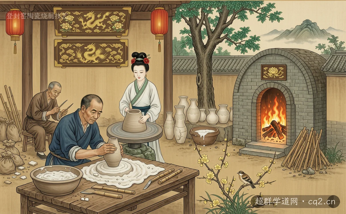 登封窯陶瓷燒製技藝（AI 生成意境插圖）