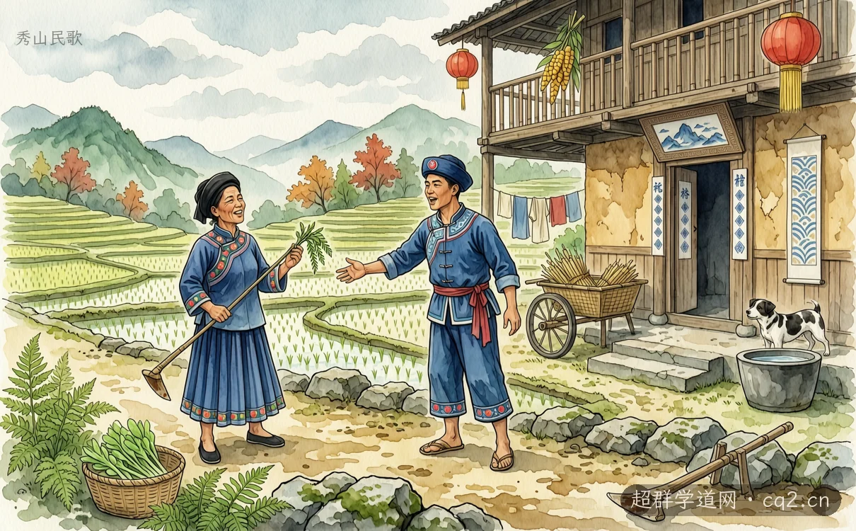 秀山民歌（AI 生成意境插圖）