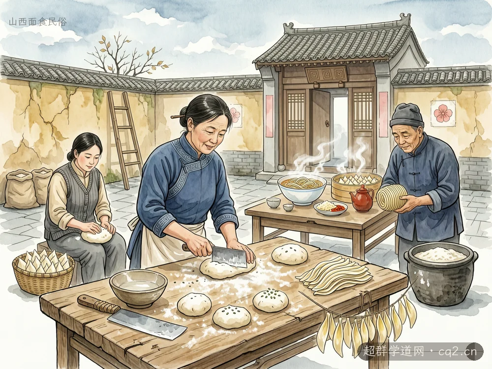 山西面食民俗（AI 生成意境插图）