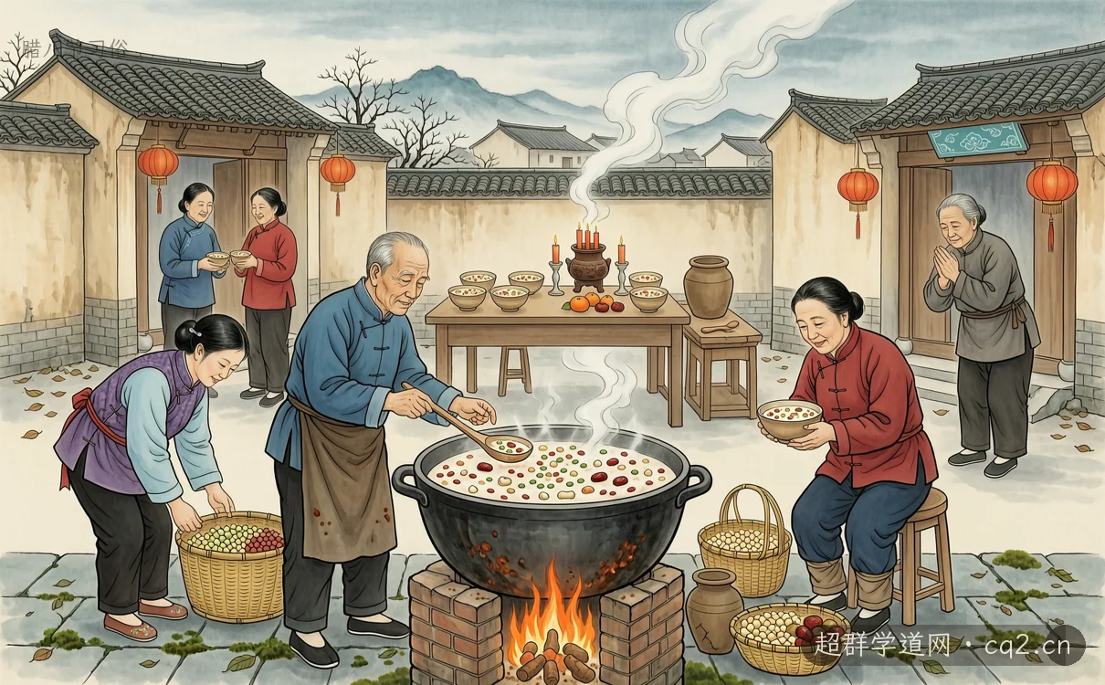 腊八节习俗（AI 生成意境插图）