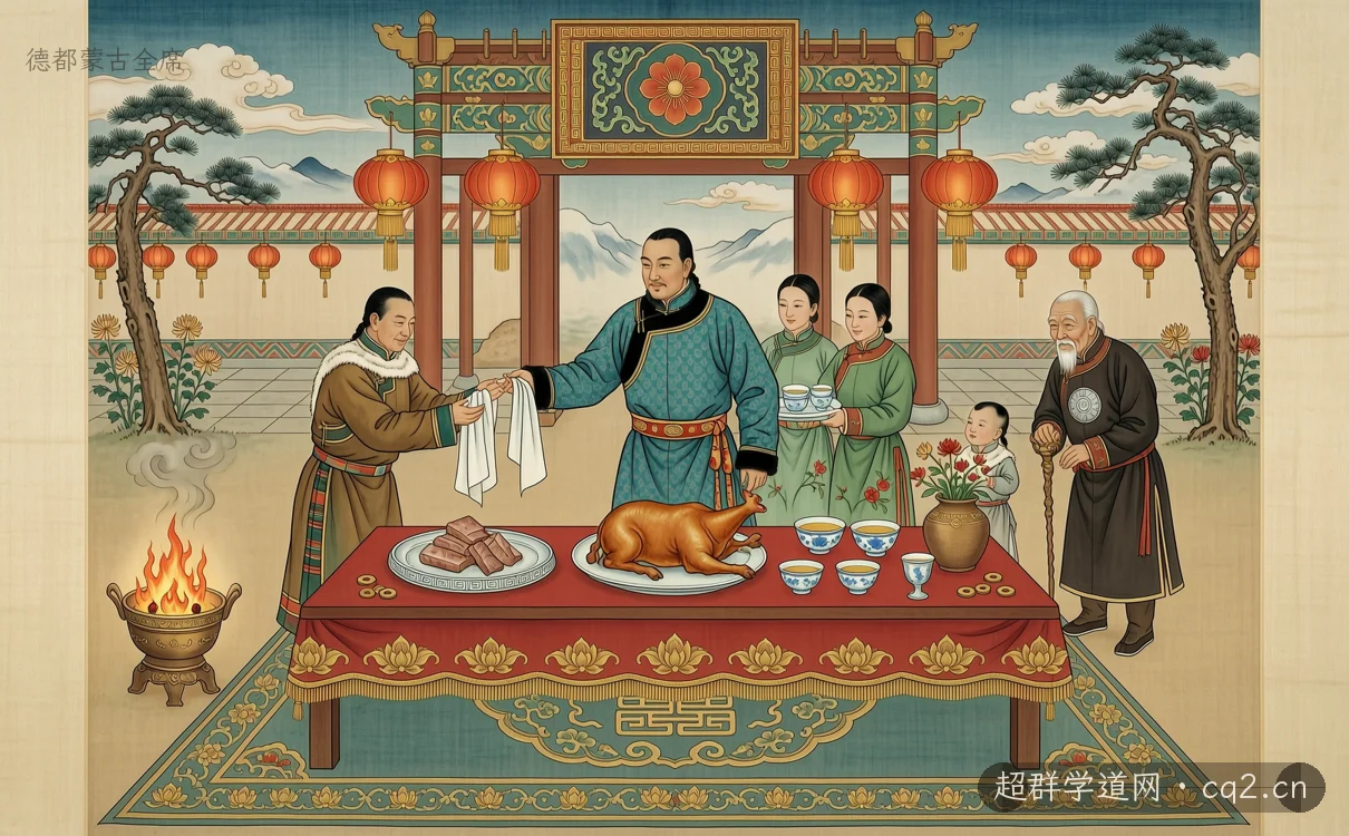 德都蒙古全席（AI 生成意境插图）